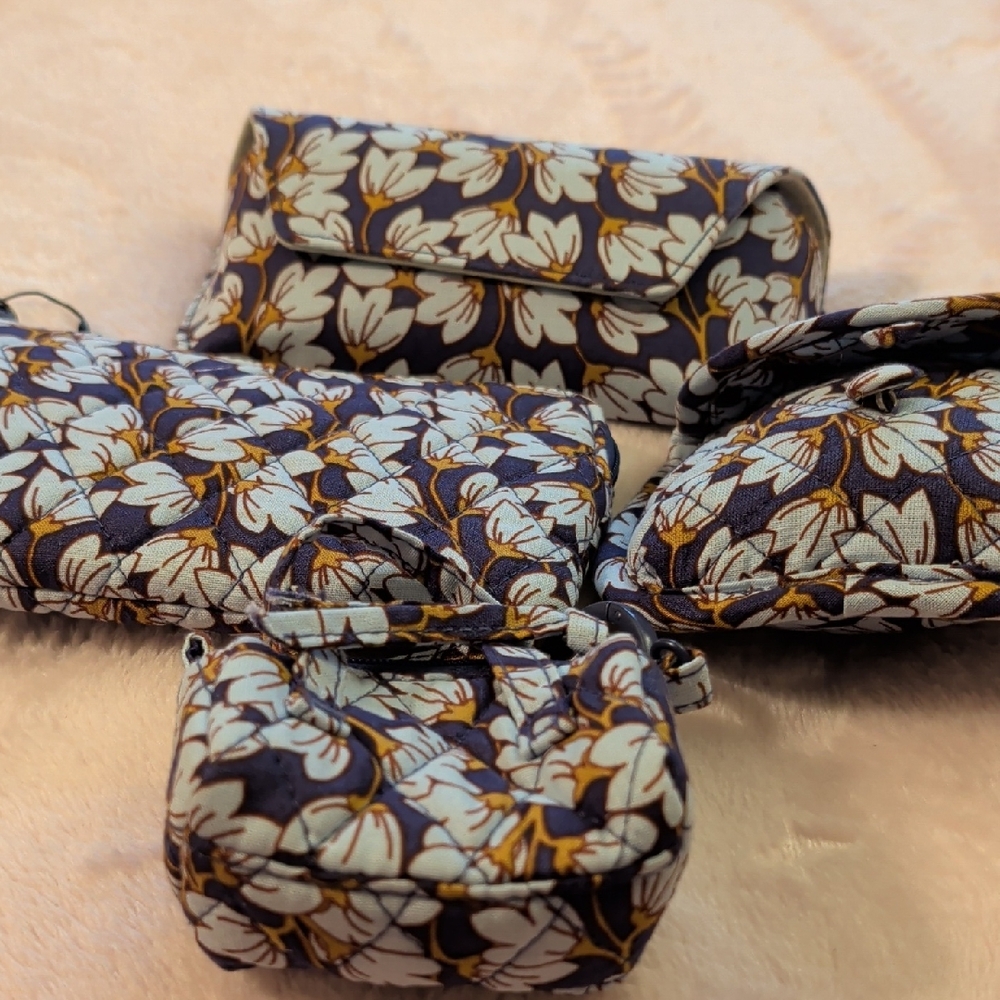 Vera Bradley Navy, Light Blue & Gold Floral Accessories Set